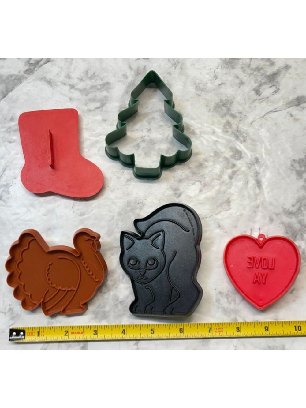 Vintage Hallmark Holiday Cookie Cutter Set Stocking Tree Heart Turkey Cat - Picture 3 of 9